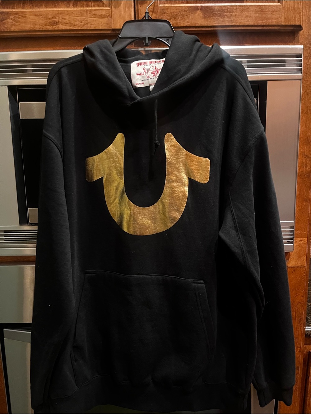 True Religion Black Hoodie with Red Label Graphics
